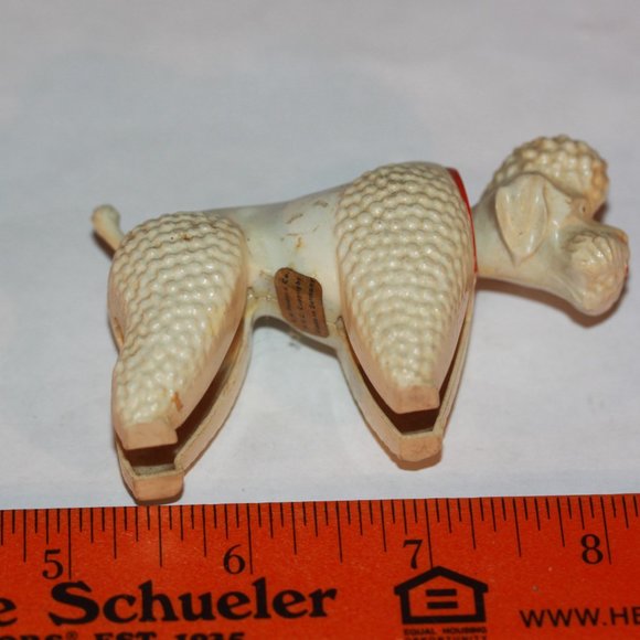 Vintage POODLE Nodder Toy Plastic Bobble head White Germany - Picture 4 of 5